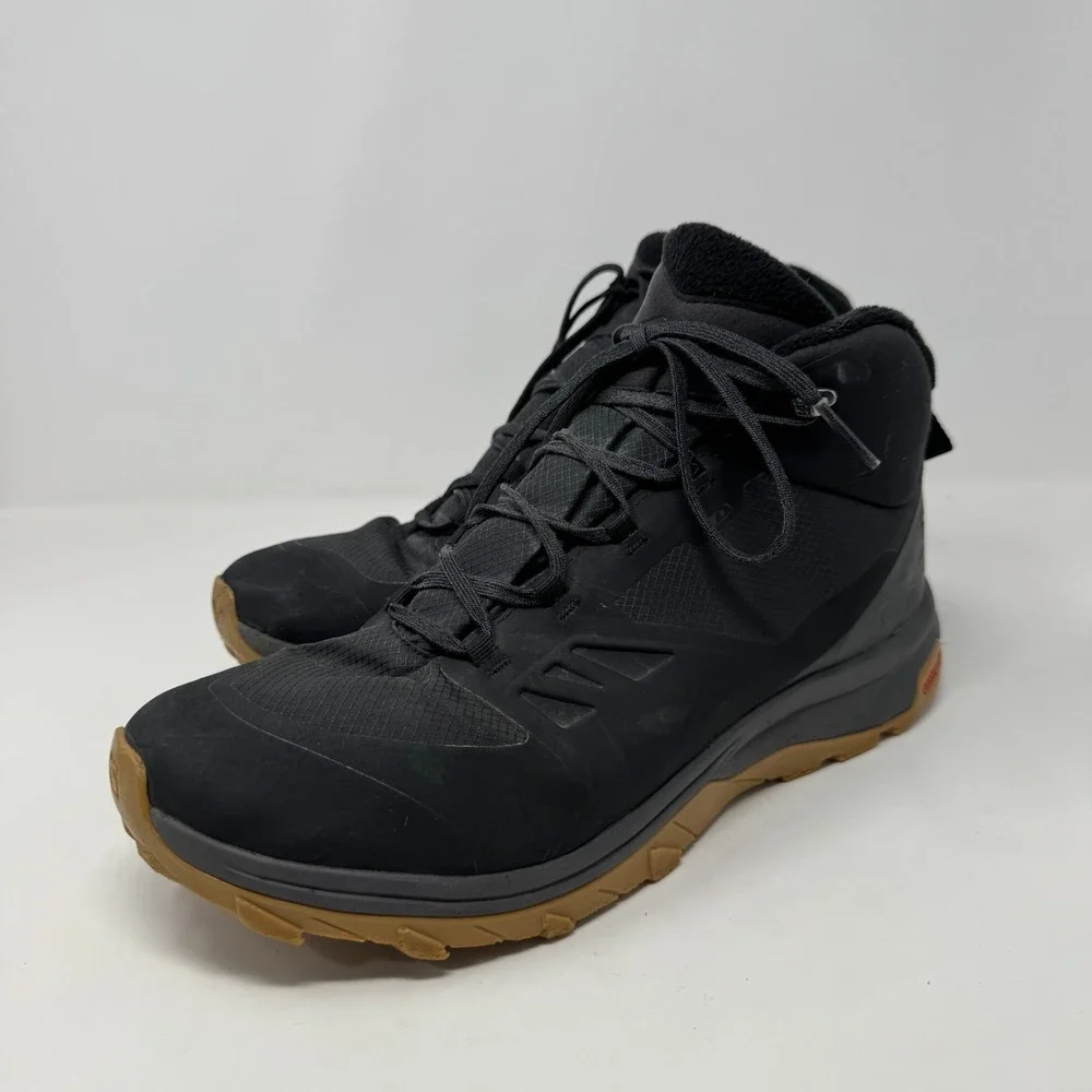 Salomon Outsnap CSWP Black Gum Hiking Trail Lace Boots Shoes Men's Size 11.5